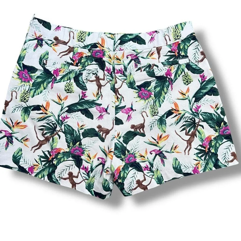 Janie and Jack Girls Tropical Jungle Canvas Short Size 10